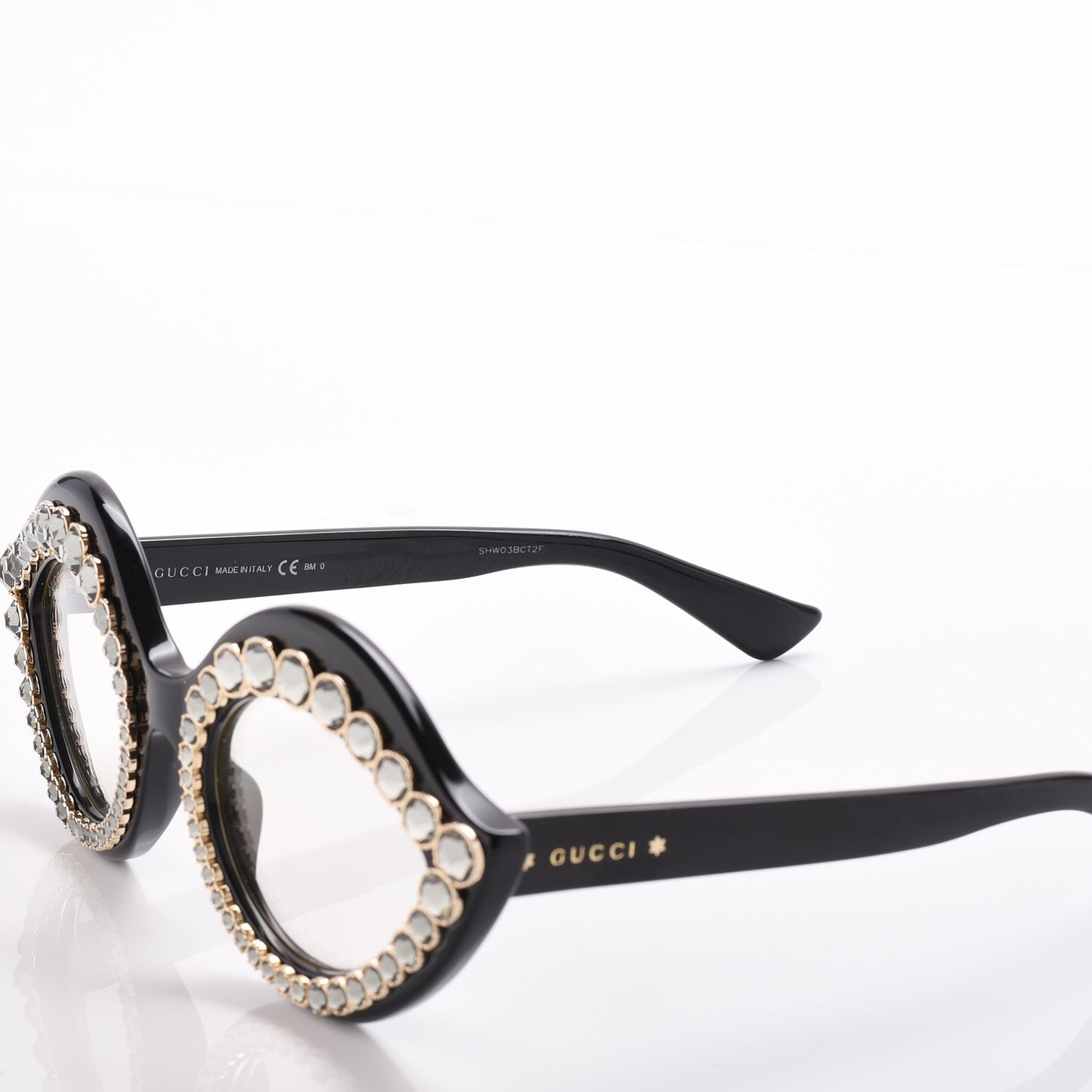 Acetate Crystal Studded Cat Eye Sunglasses GG3867/S Black