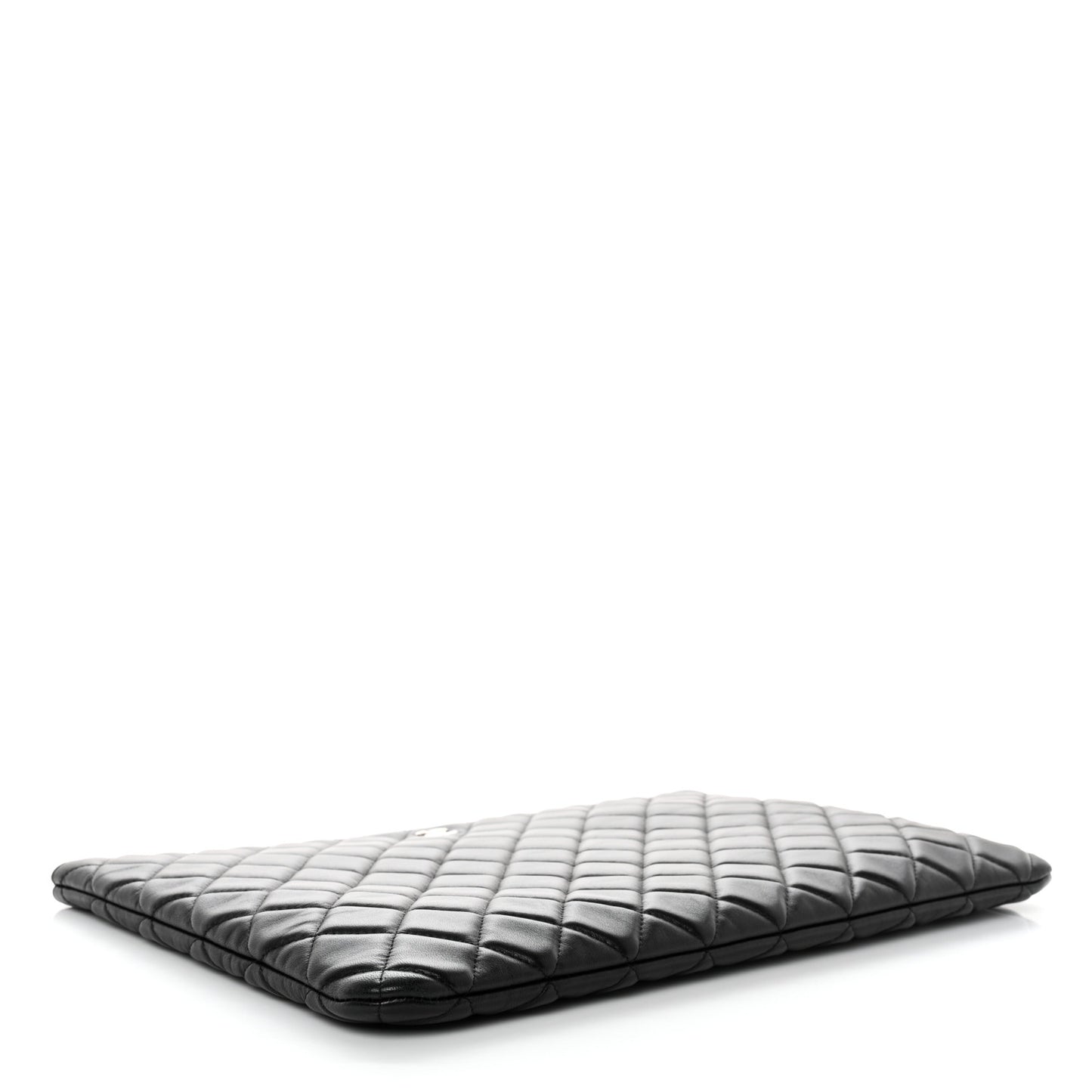 Lambskin Quilted Large Cosmetic Case Black