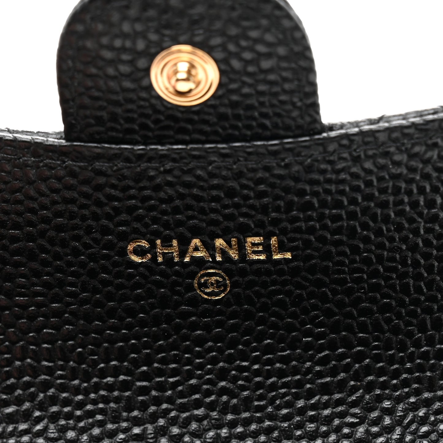 Caviar Quilted Flap Card Holder Wallet Black