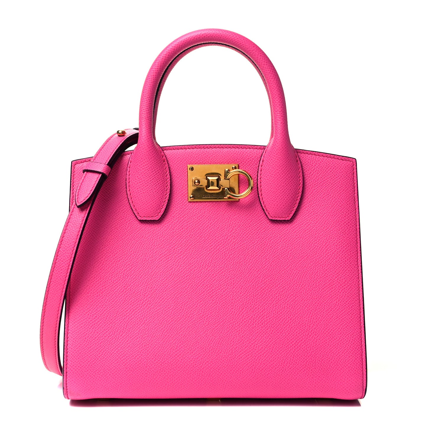 Hammered Calfskin Small The Studio Box Bag Hot Pink