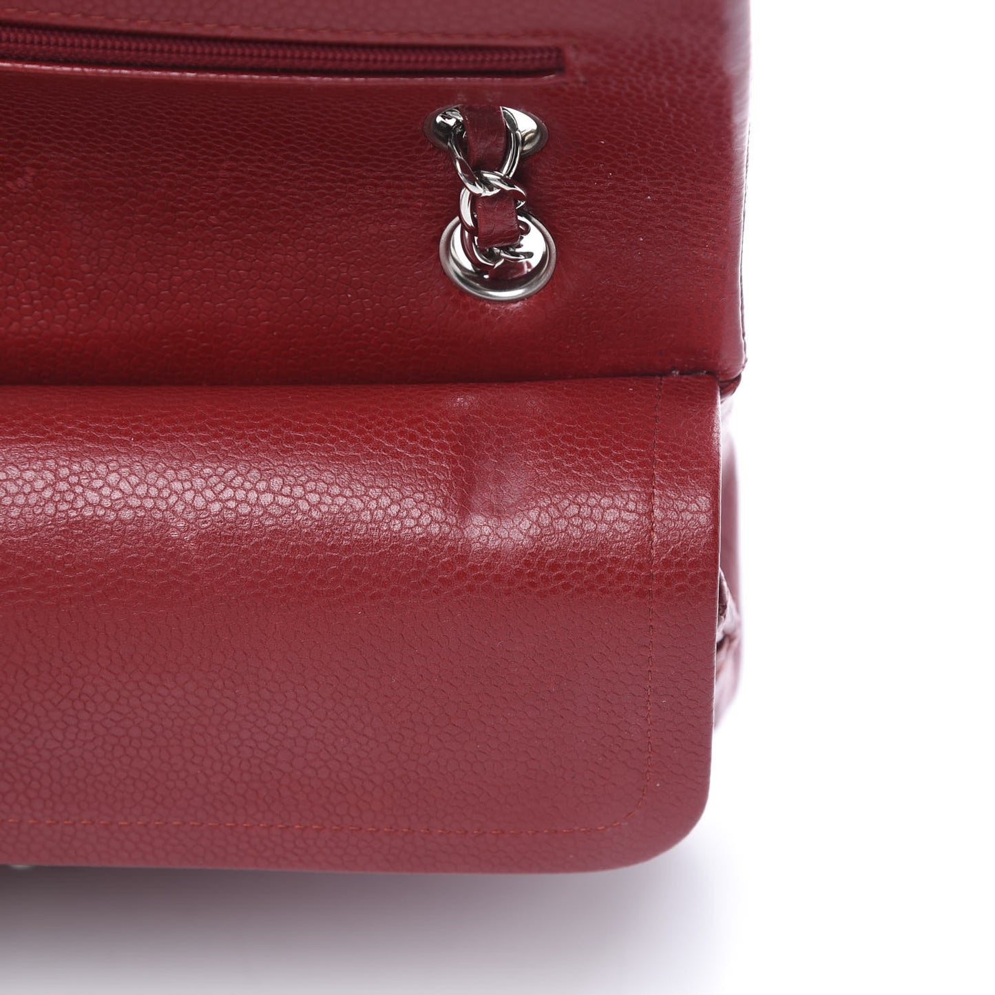 Caviar Quilted Medium Double Flap Red