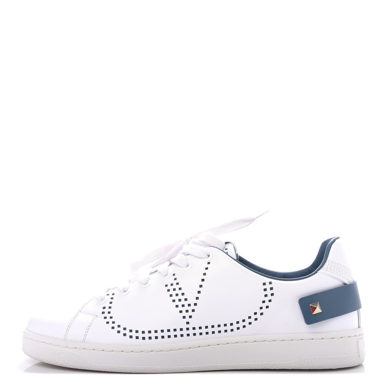 Calfskin Womens Backnet Sneakers 38.5 White Blue