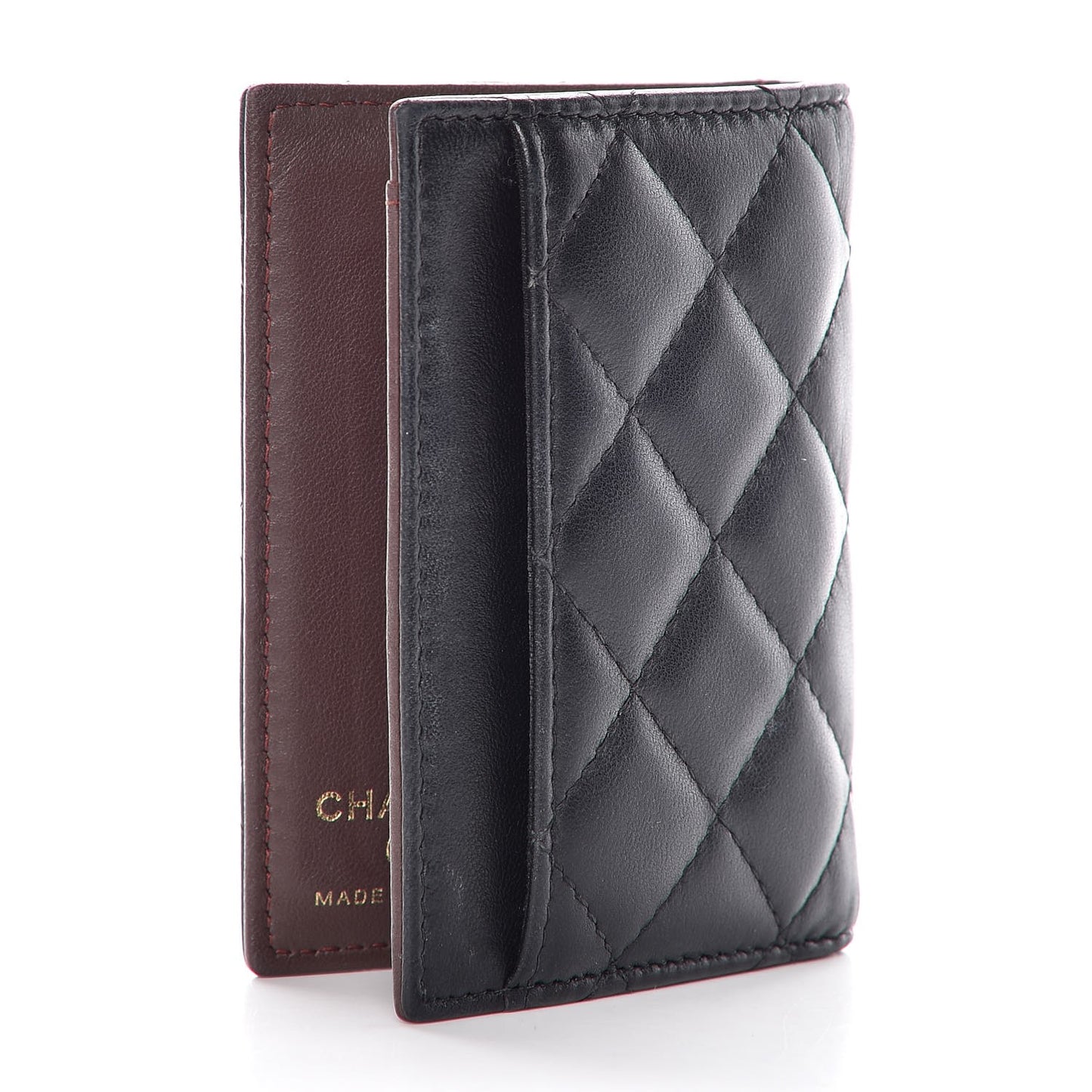 Lambskin Quilted Card Holder Wallet Black