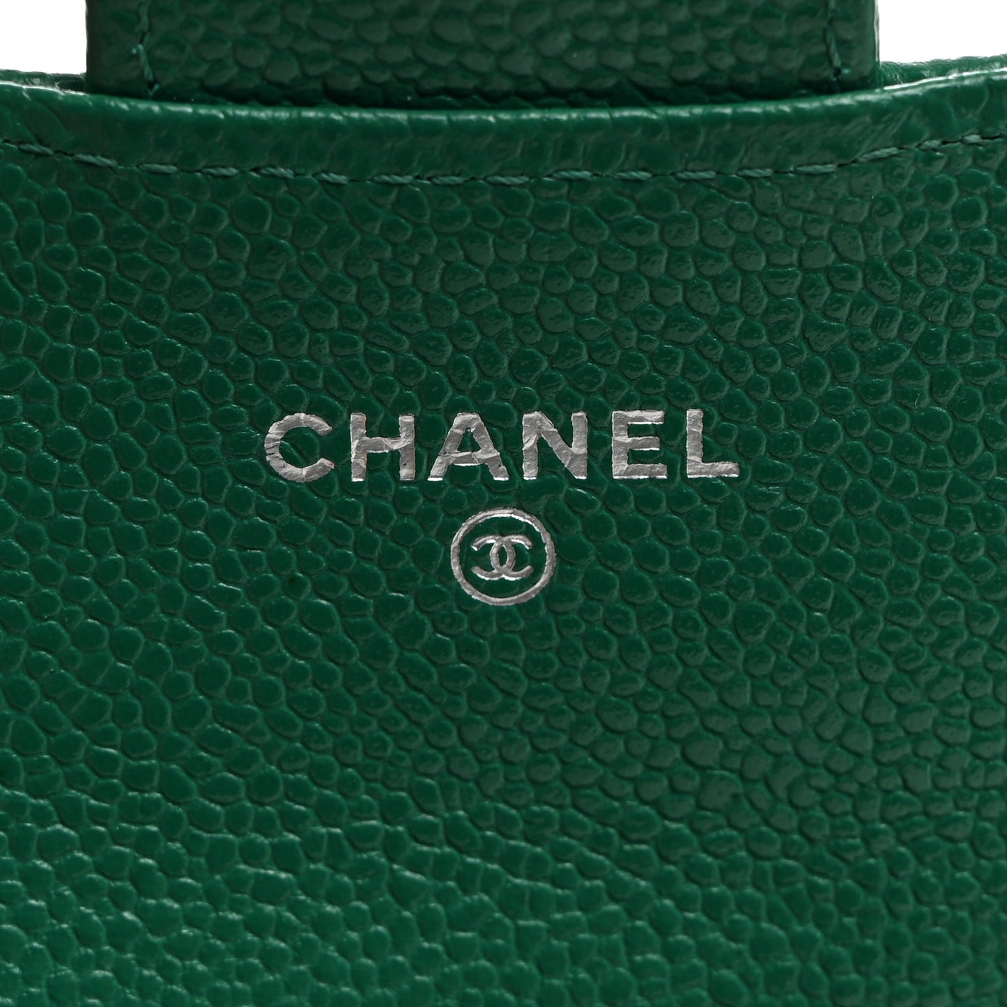 Caviar Quilted Flap Card Holder Wallet Green
