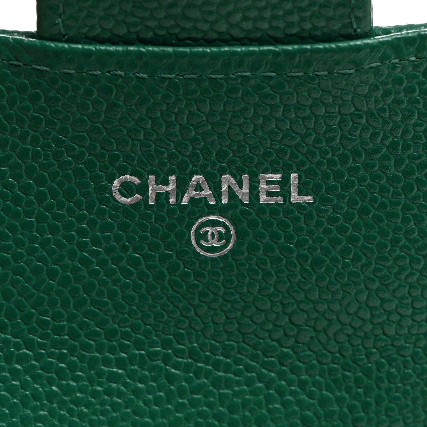Chanel Caviar Quilted Flap Card Holder Wallet Green 6 of 8