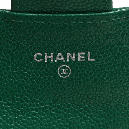 Chanel Caviar Quilted Flap Card Holder Wallet Green 6 of 8