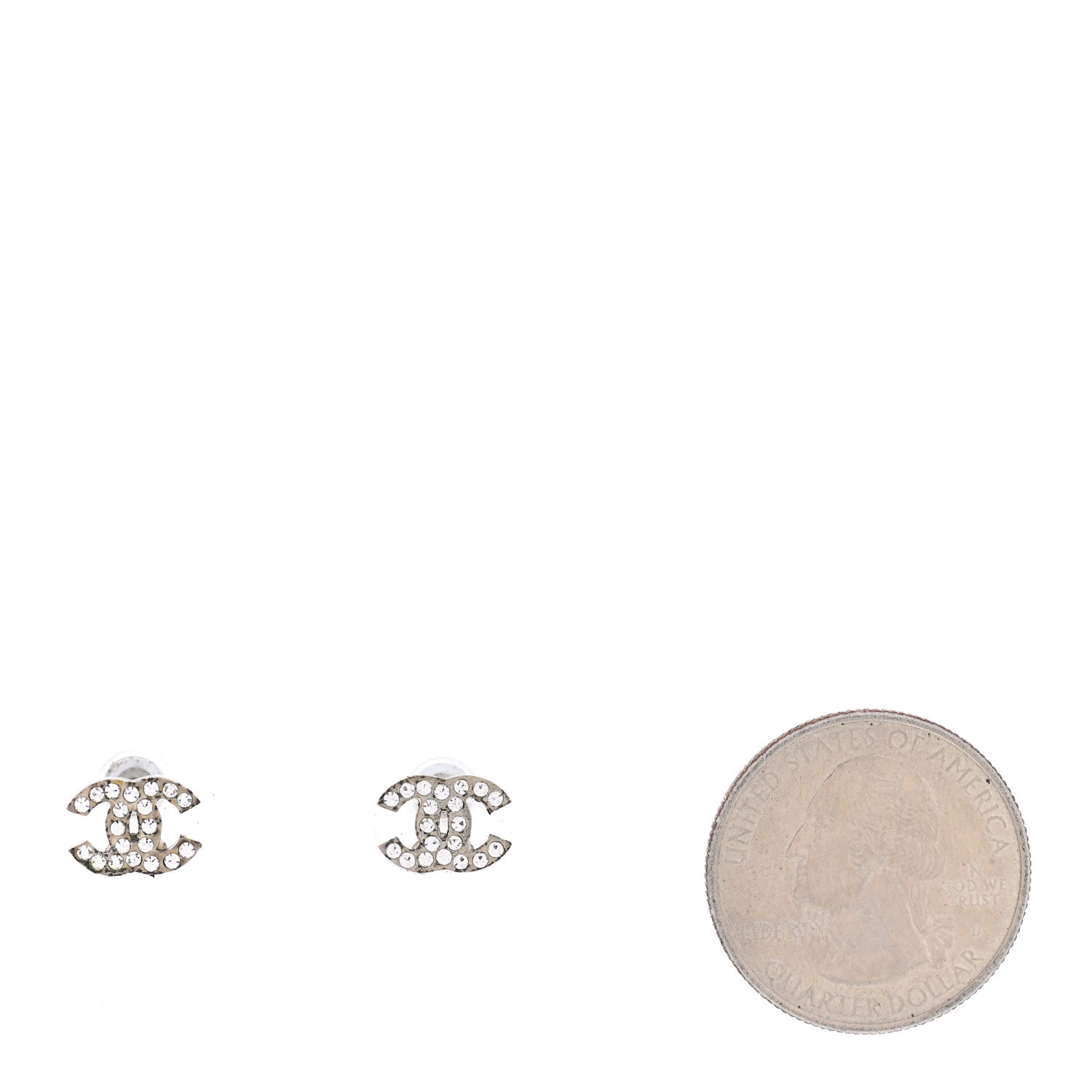 Chanel Crystal CC Earrings Silver 2 of 7
