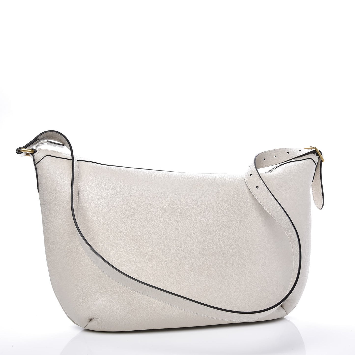 Grained Calfskin Logo Half Moon Hobo White