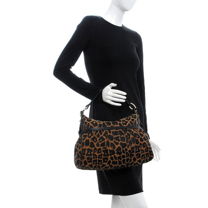Fendi Jacquard Leopard Print Chef Hobo Tobacco 2 of 7