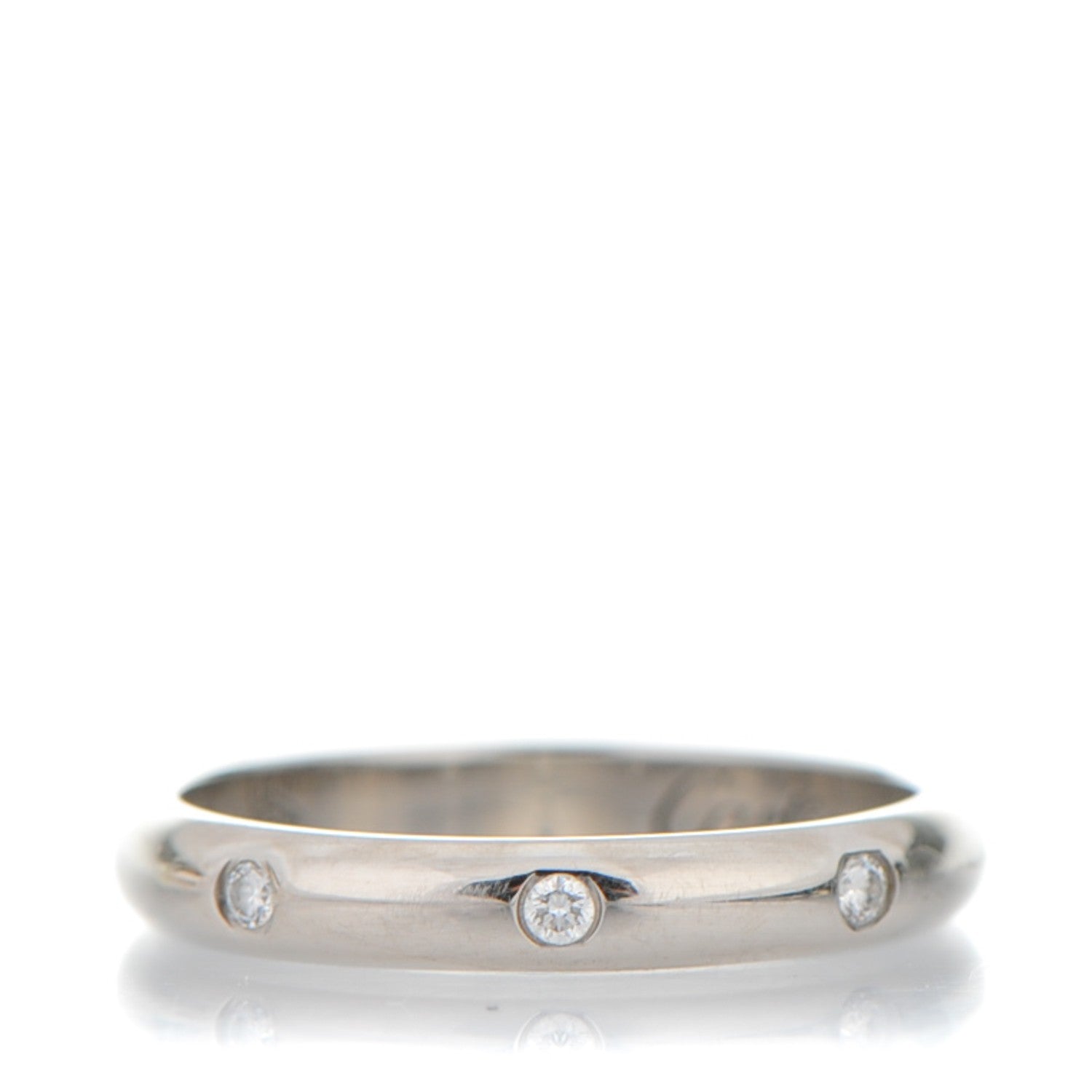 Cartier 18K White Gold Diamond 3mm Wedding Band Ring 45 3.25 1 of 5