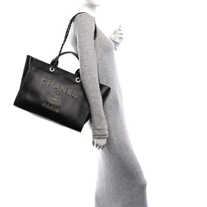 Chanel Caviar Medium Studded Deauville Tote Black 2 of 10