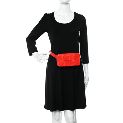 Bottega Veneta Paper Calfskin Intrecciato Cassette Belt Bag Bright Red 2 of 9