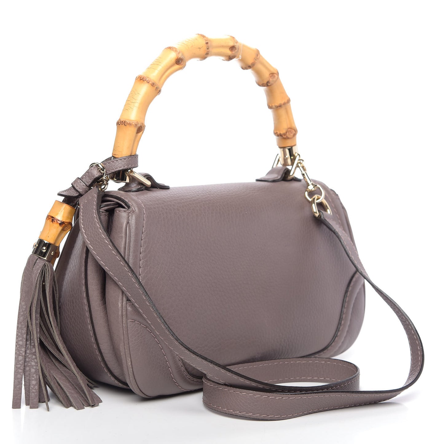 Calfskin Medium New Bamboo Top Handle Bag Mauve