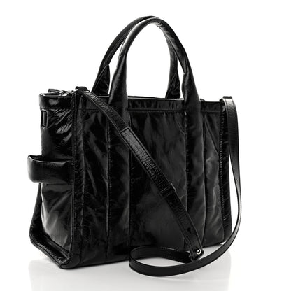 Marc Jacobs Shiny Crinkled Calfskin The Tote Bag Black 3 of 10
