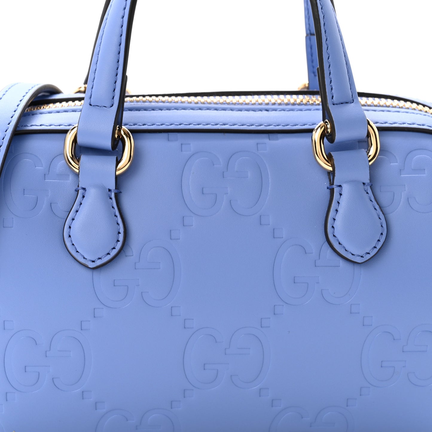 Gilbert Calfskin Jumbo GG Embossed Super Mini Top Handle Bowler Bag Bloom Lavender