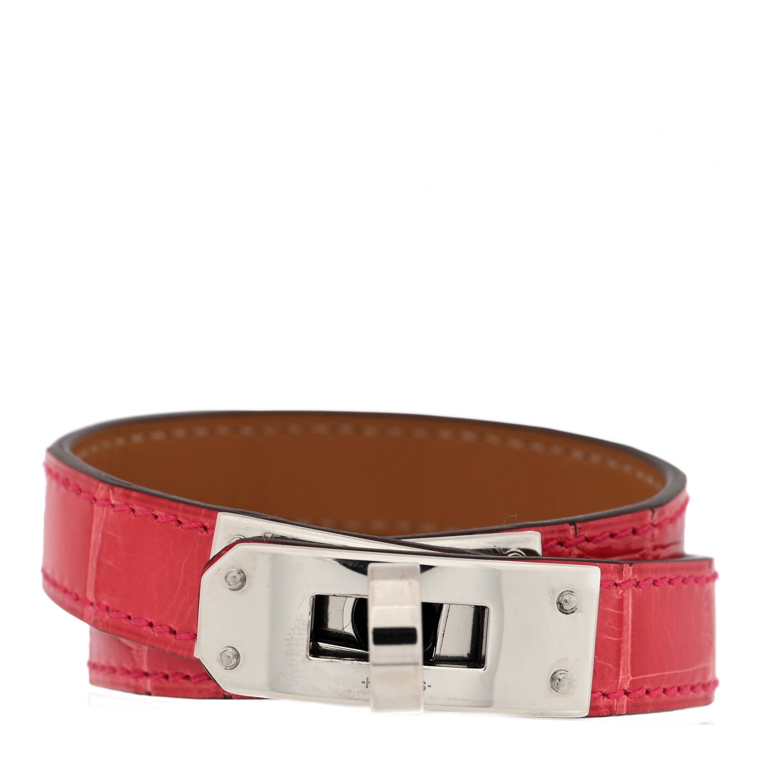 Hermes Shiny Alligator Kelly Double Tour Bracelet T2 Bougainvillea 1 of 4
