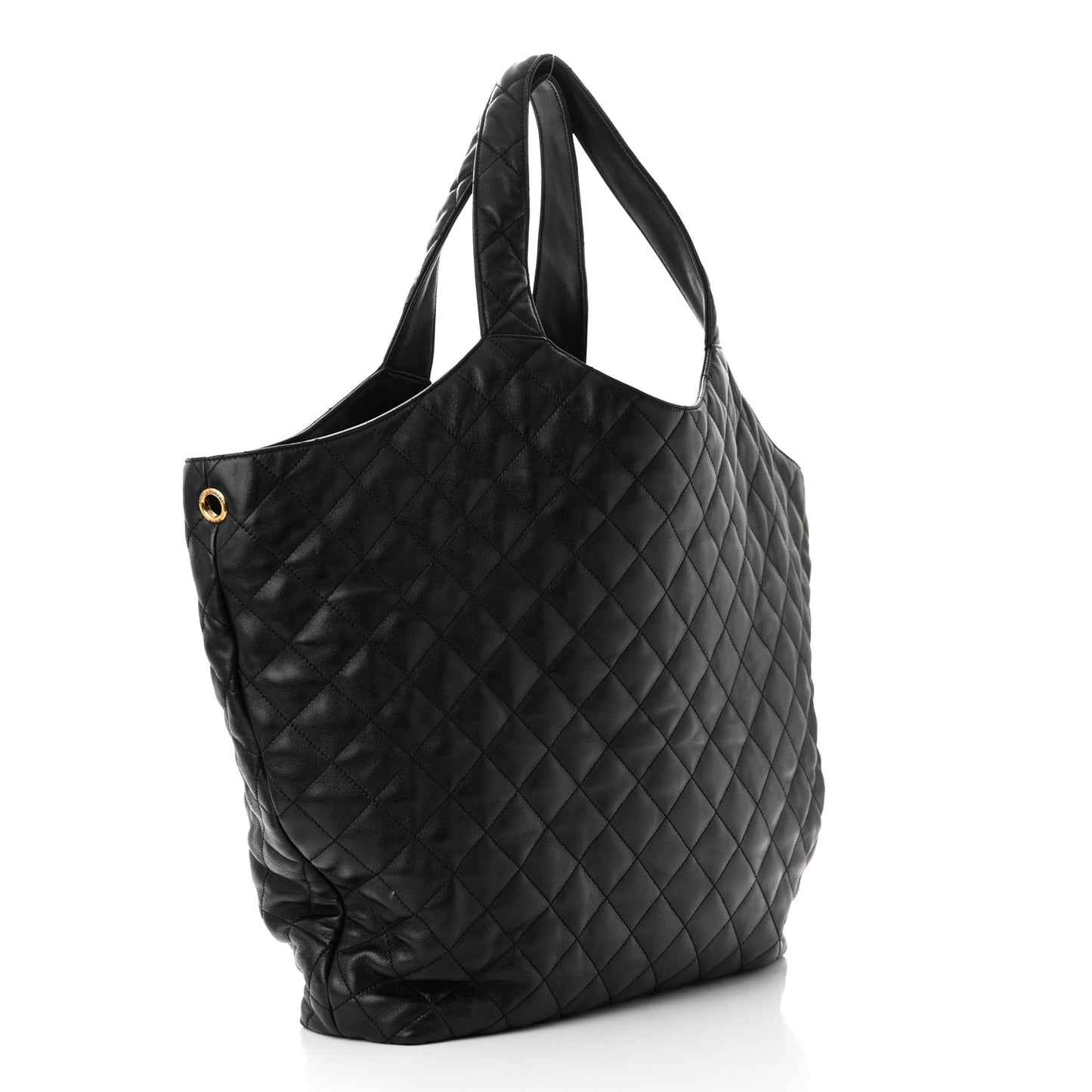 Lambskin Quilted Maxi Icare Shopping Tote Black