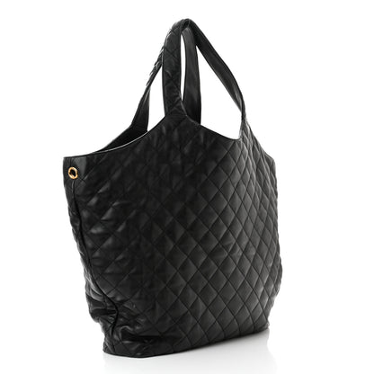 Saint Laurent Lambskin Quilted Maxi Icare Shopping Tote Black 4 of 12