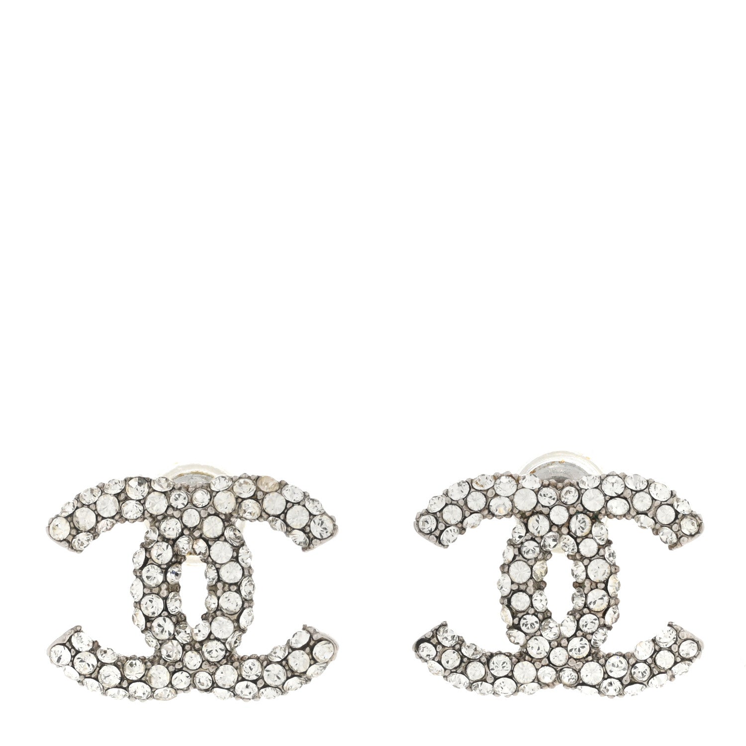 Chanel Crystal CC Earrings Silver 1 of 5