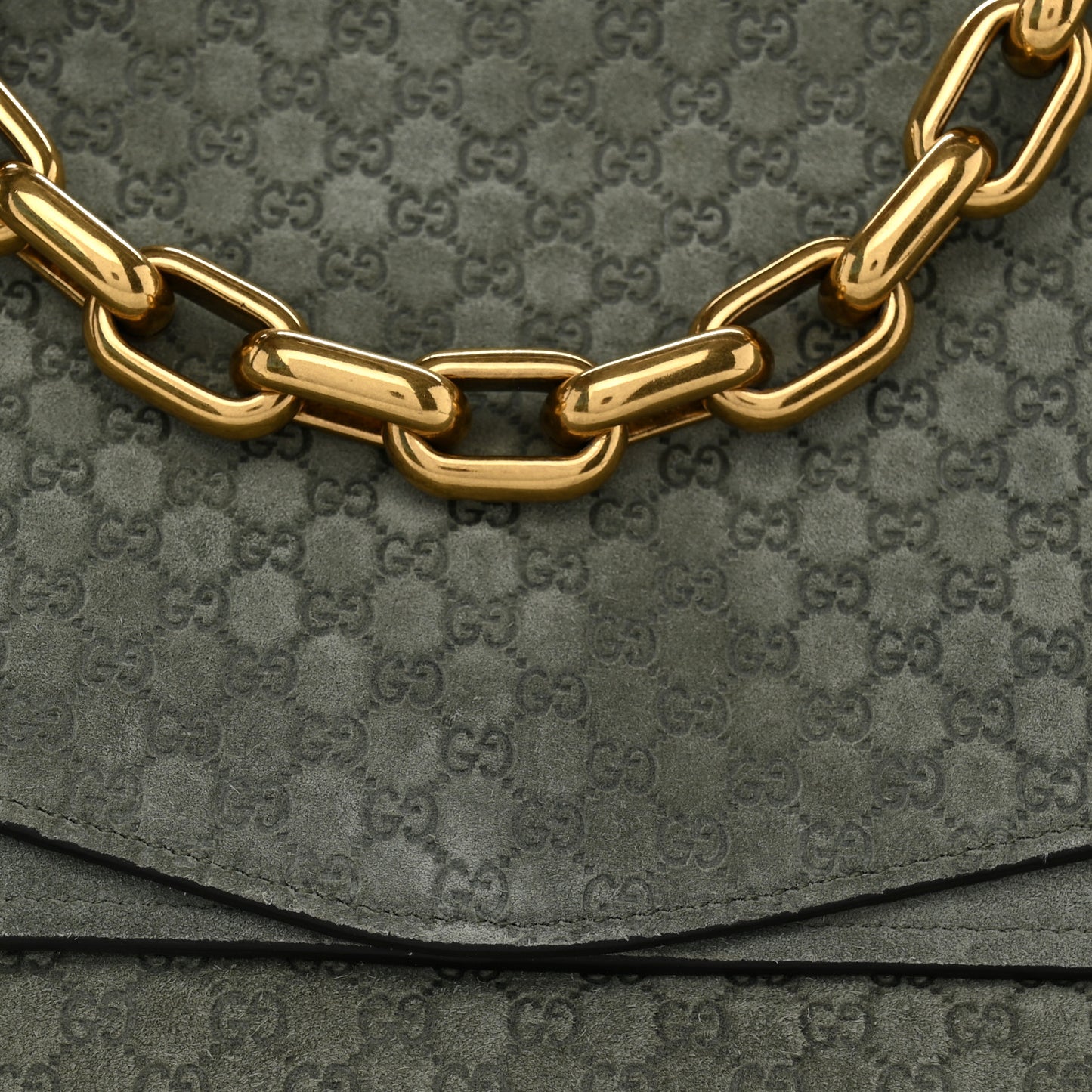 Micro GG Suede Large Chain Shoulder Bag Sage Green