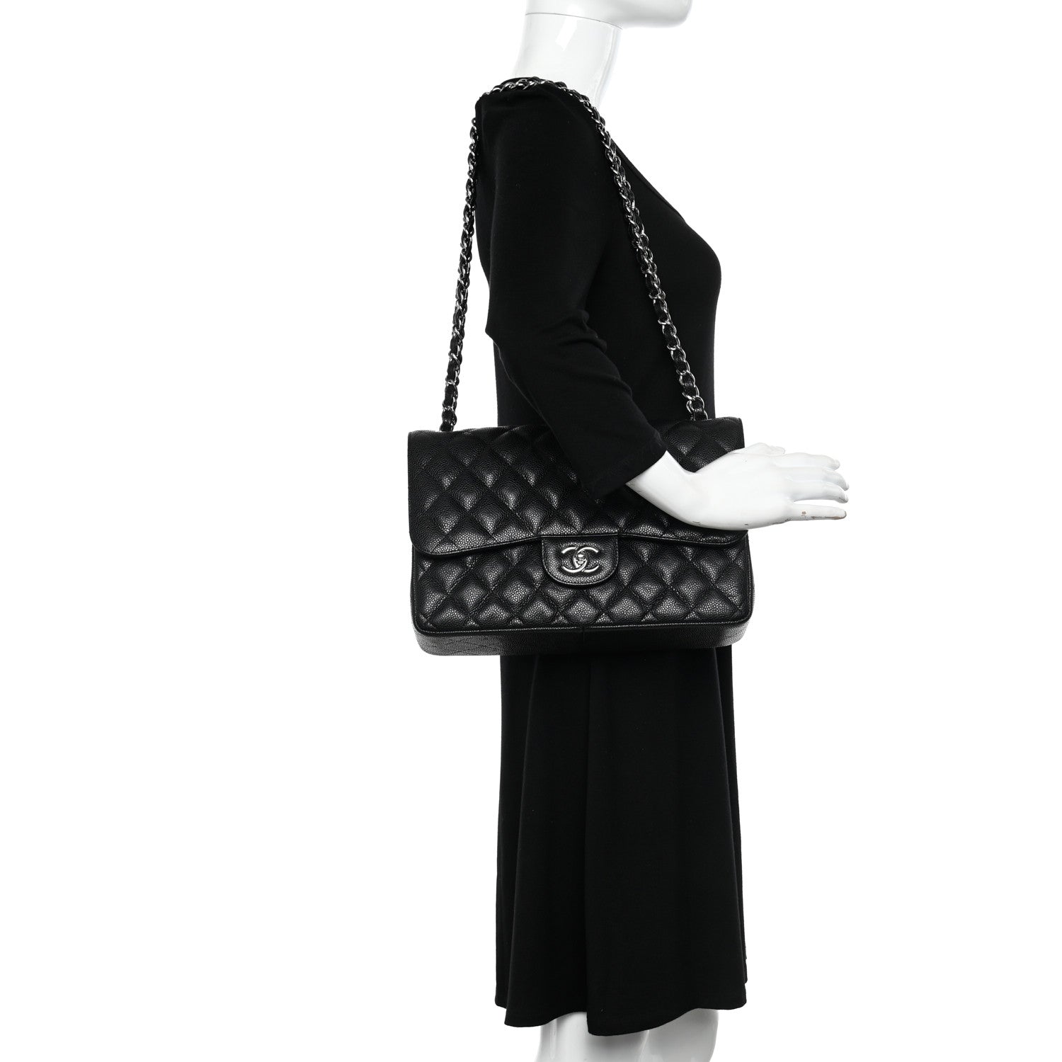 Chanel Caviar Quilted Jumbo Double Flap Black 2 of 10