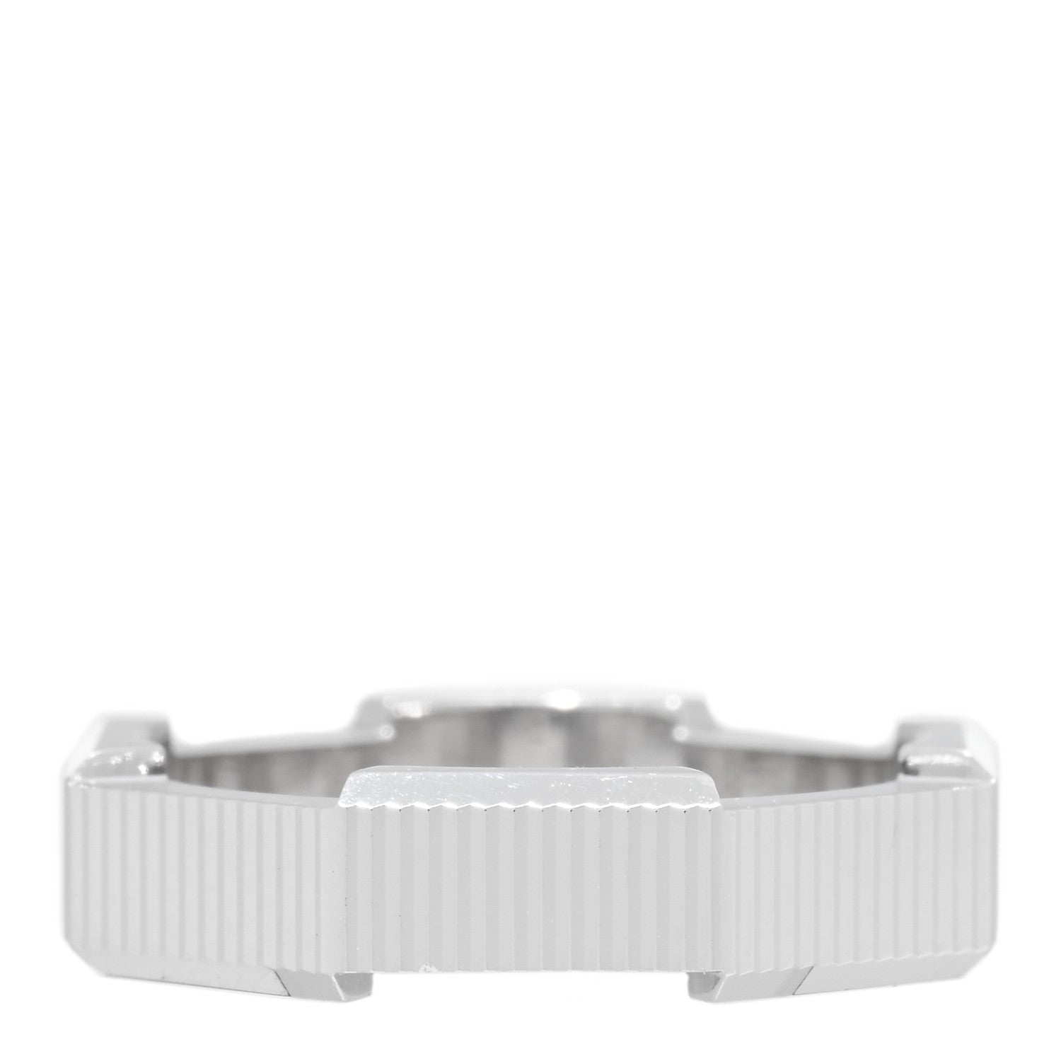 Gucci 18K White Gold 5mm Link To Love Striped Ring 53 6.25 3 of 4