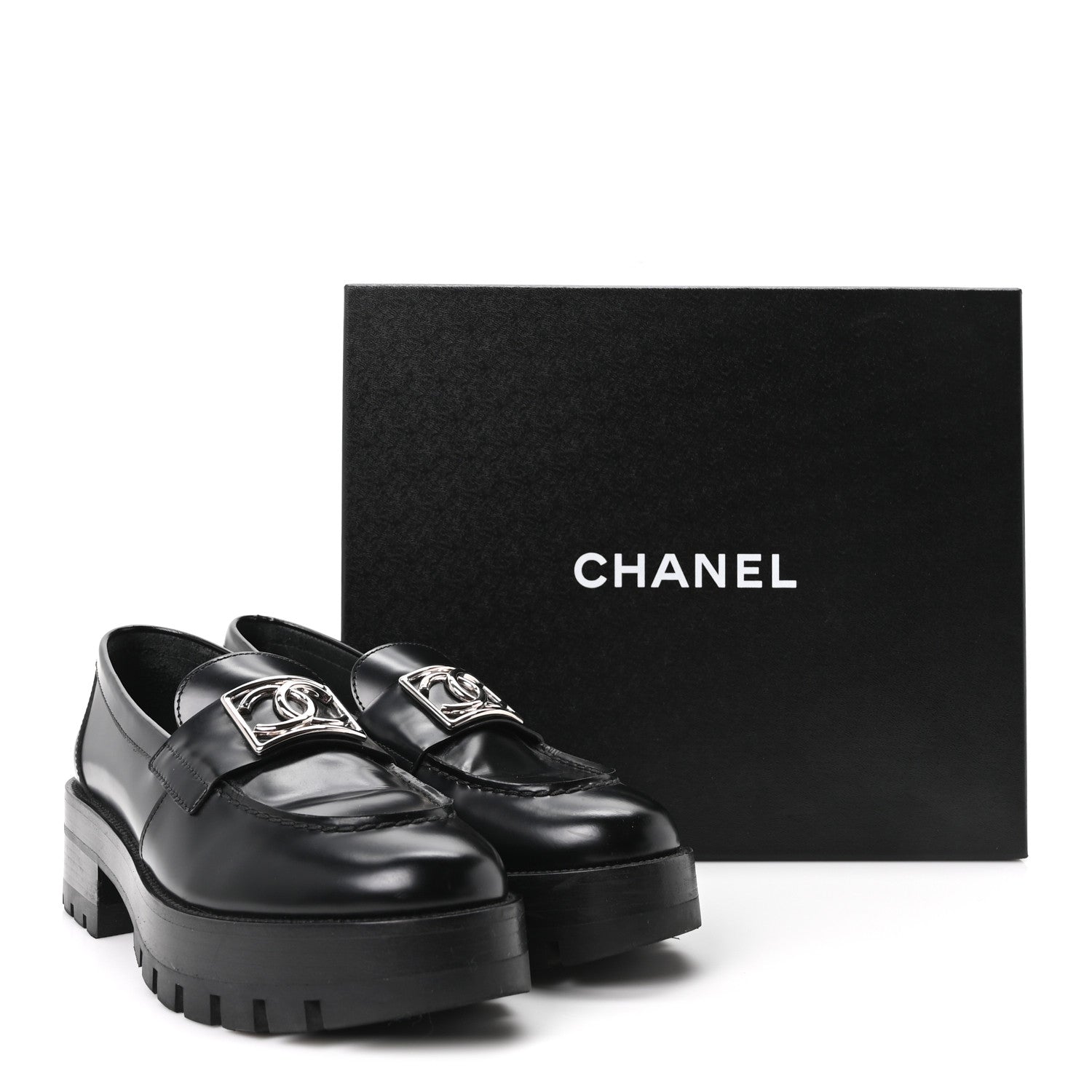 Chanel Calfskin Metal CC Loafers 36.5 Black 10 of 10