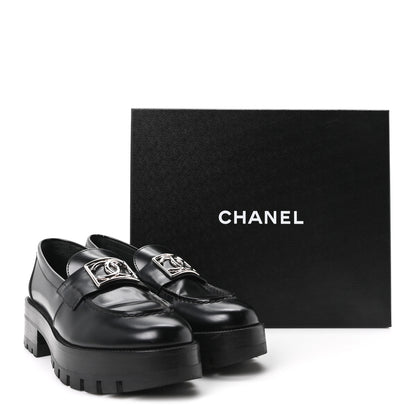 Chanel Calfskin Metal CC Loafers 36.5 Black 10 of 10