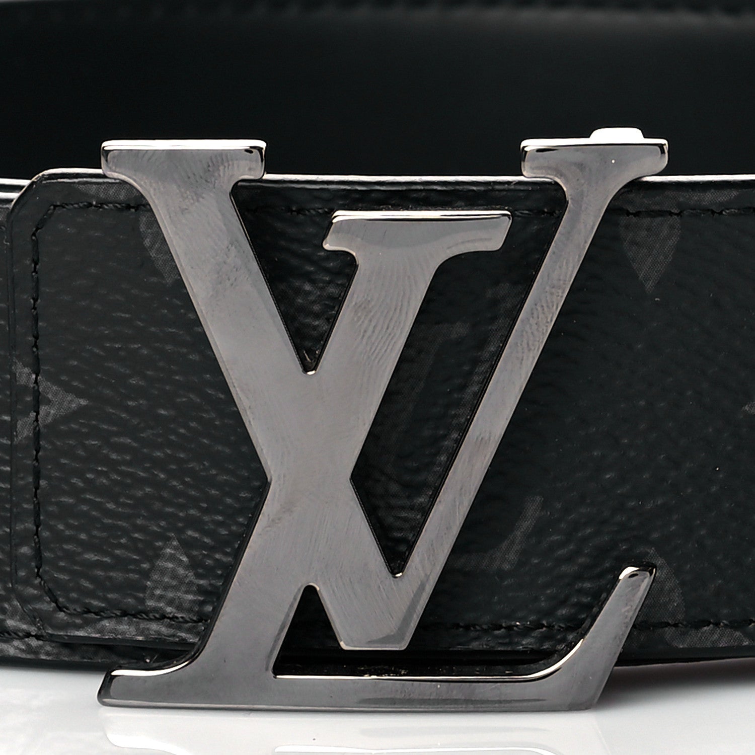 Louis Vuitton Monogram Eclipse Taigarama 40mm LV Initiales Reversible Belt 80 32 Black 3 of 7