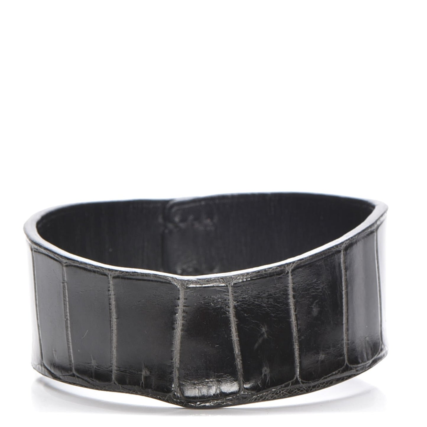 Crocodile Traces Petit H Simple Tour Bracelet Black