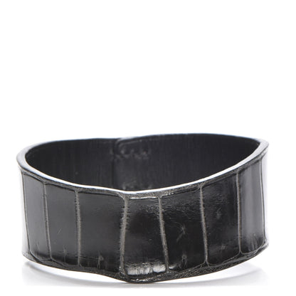 Hermes Crocodile Traces Petit H Simple Tour Bracelet Black 1 of 5