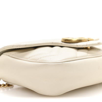 Gucci Calfskin Matelasse Super Mini GG Marmont Shoulder Bag White 9 of 11