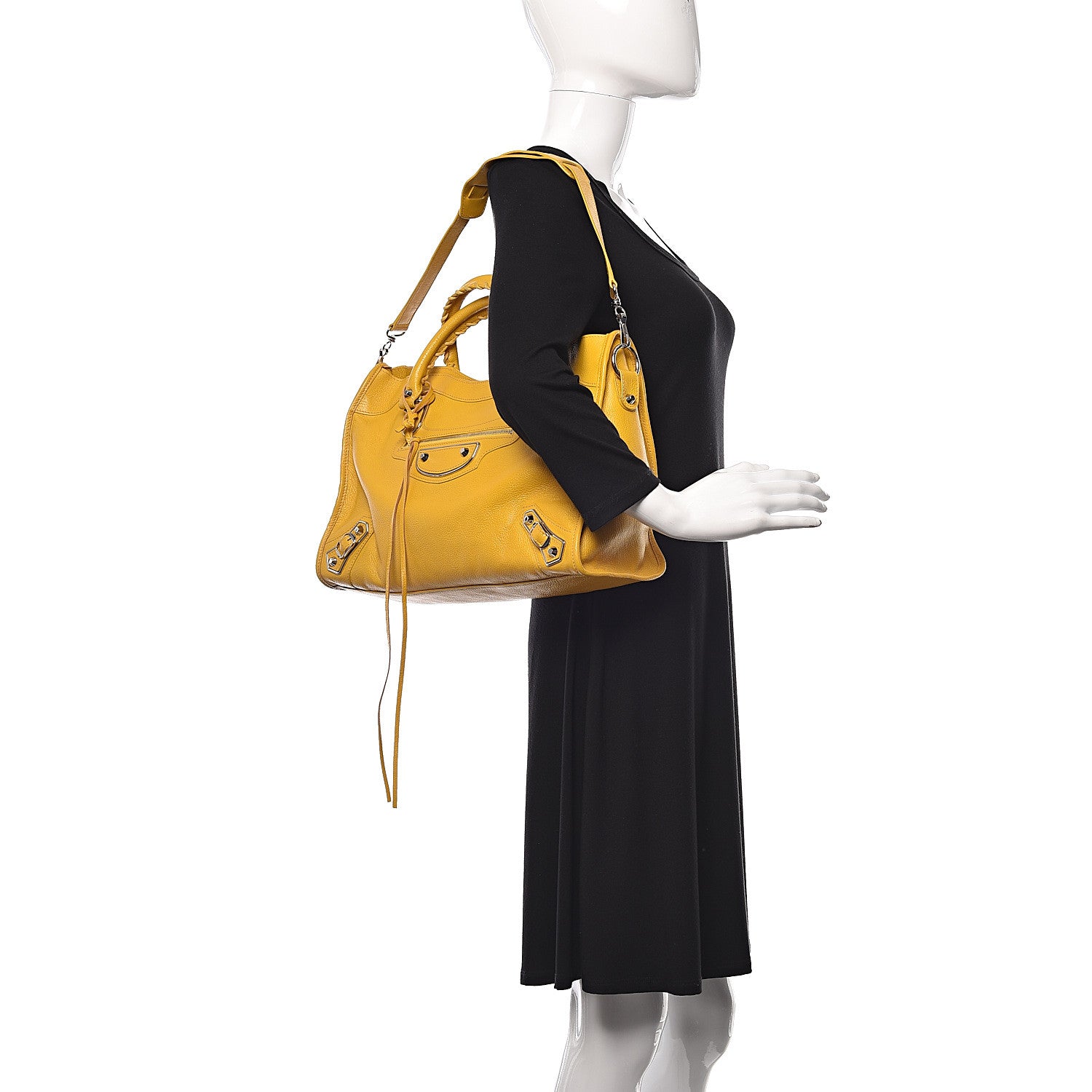 Balenciaga Chevre Silver Metallic Edge Hardware City Jaune Epi 2 of 10