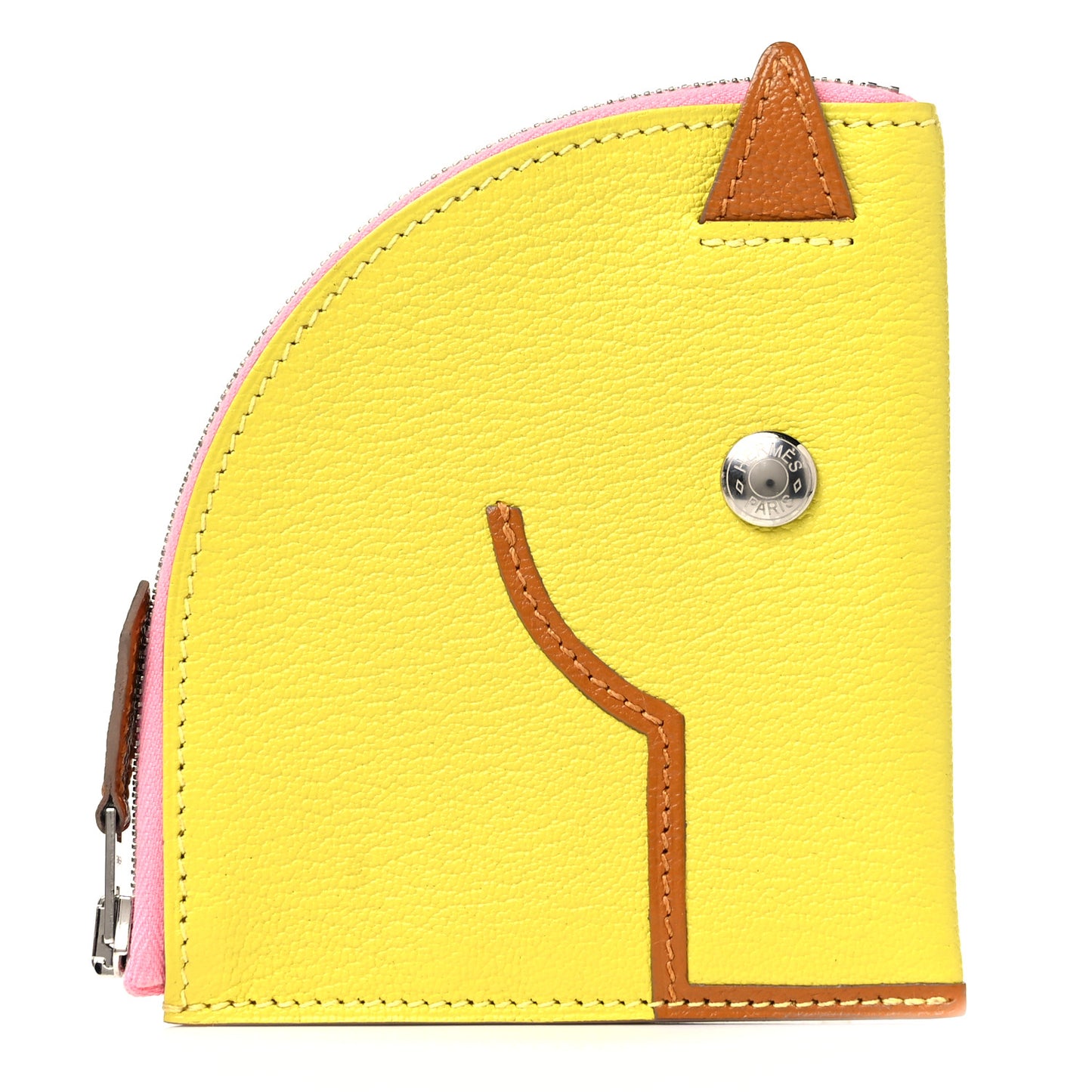 Chevre Mysore Paddock Change Purse Lime Caramel