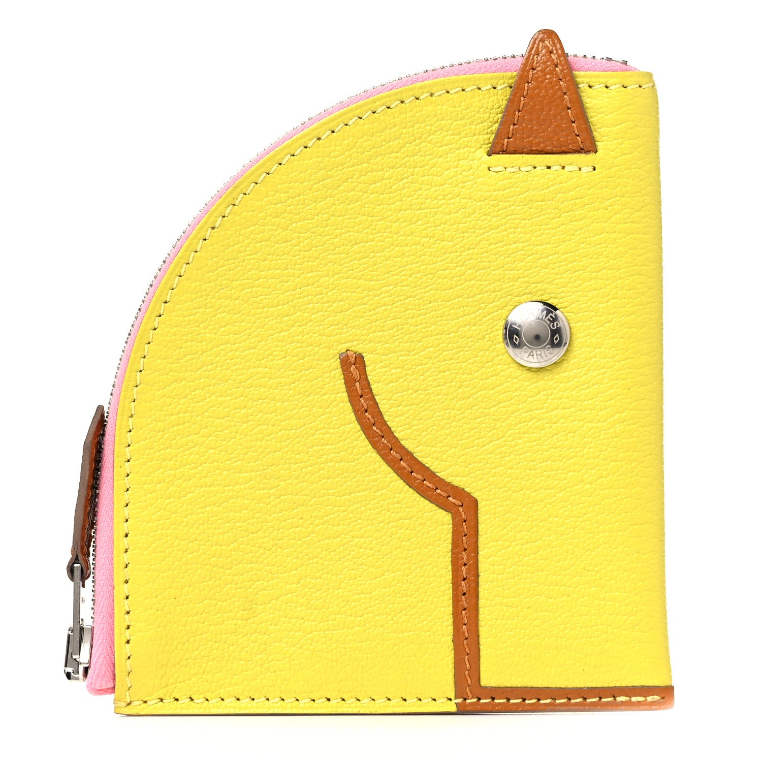 Hermes Chevre Mysore Paddock Change Purse Lime Caramel 1 of 9