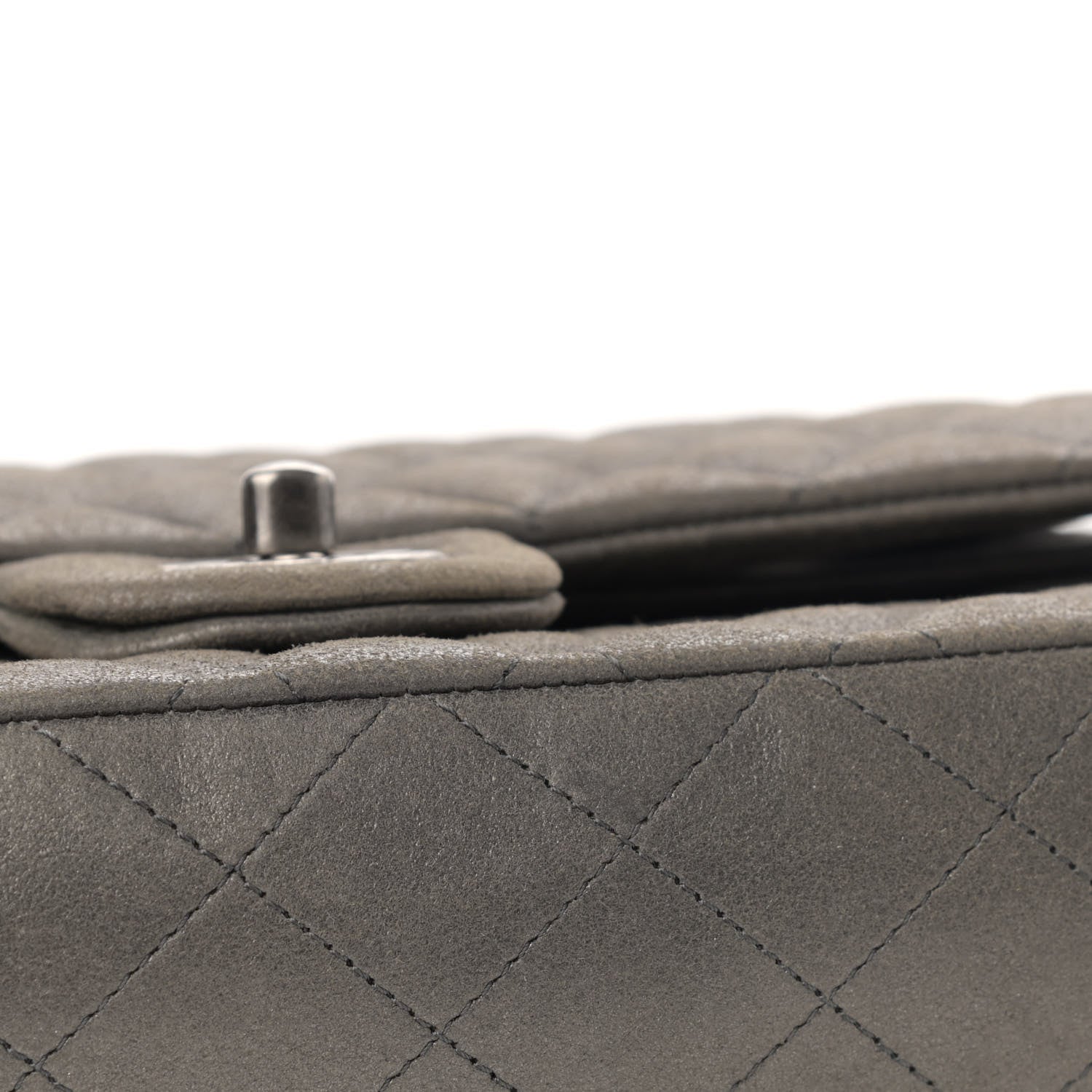 Chanel Metallic Lambskin Quilted Medium Double Flap Pewter 13 of 17