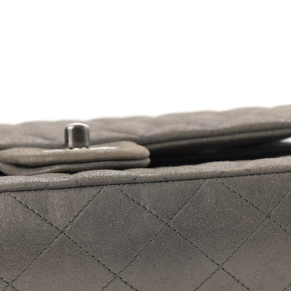 Chanel Metallic Lambskin Quilted Medium Double Flap Pewter 13 of 17