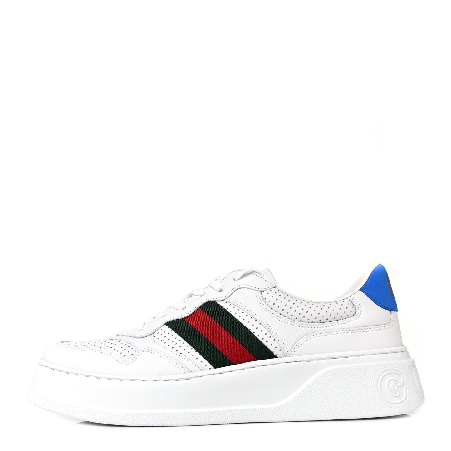 Calfskin Web Mens Ace Sneakers 11 White Blue