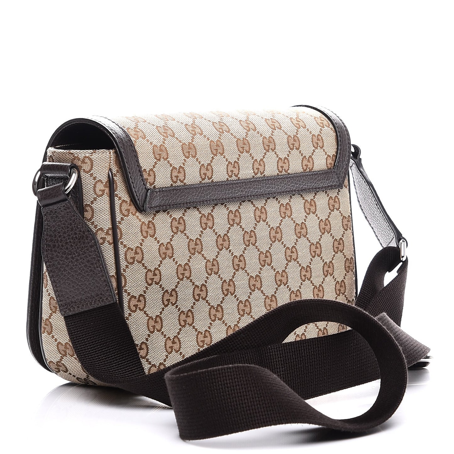 Monogram Flap Messenger Bag Beige Dark Brown