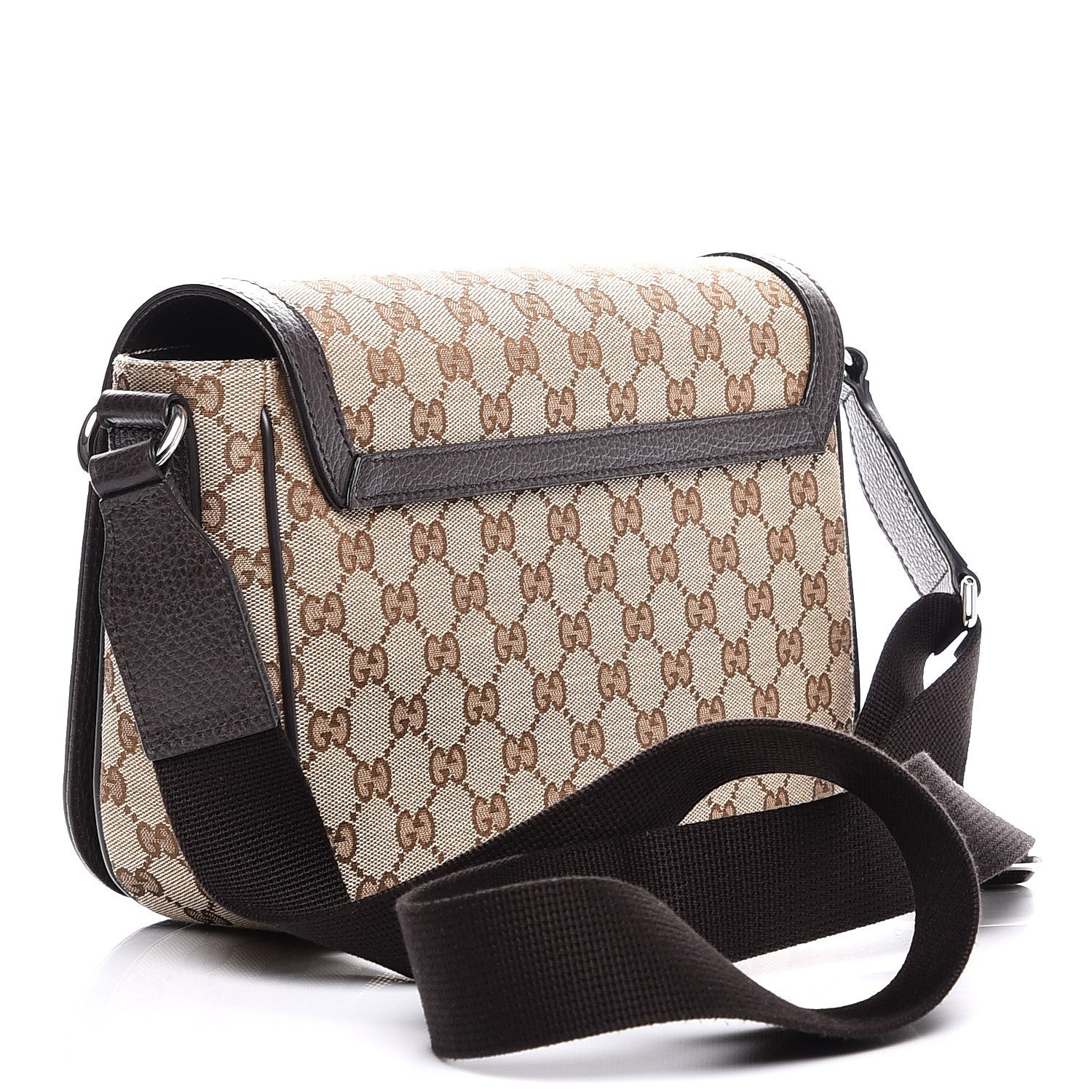 Gucci Monogram Flap Messenger Bag Beige Dark Brown 3 of 7