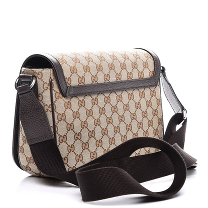 Gucci Monogram Flap Messenger Bag Beige Dark Brown 3 of 7