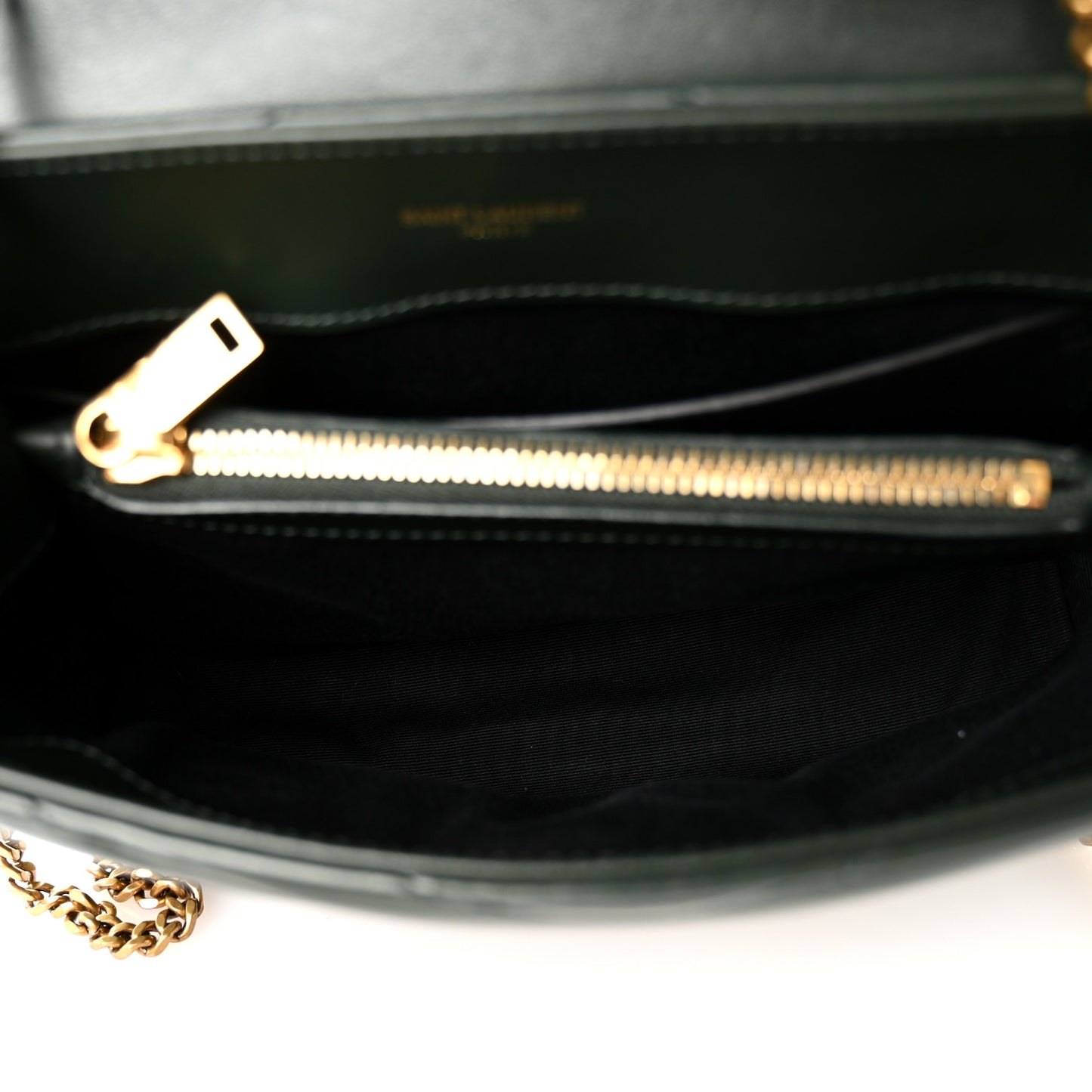Calfskin Y Quilted Monogram Small Loulou Chain Satchel Vert Fonce