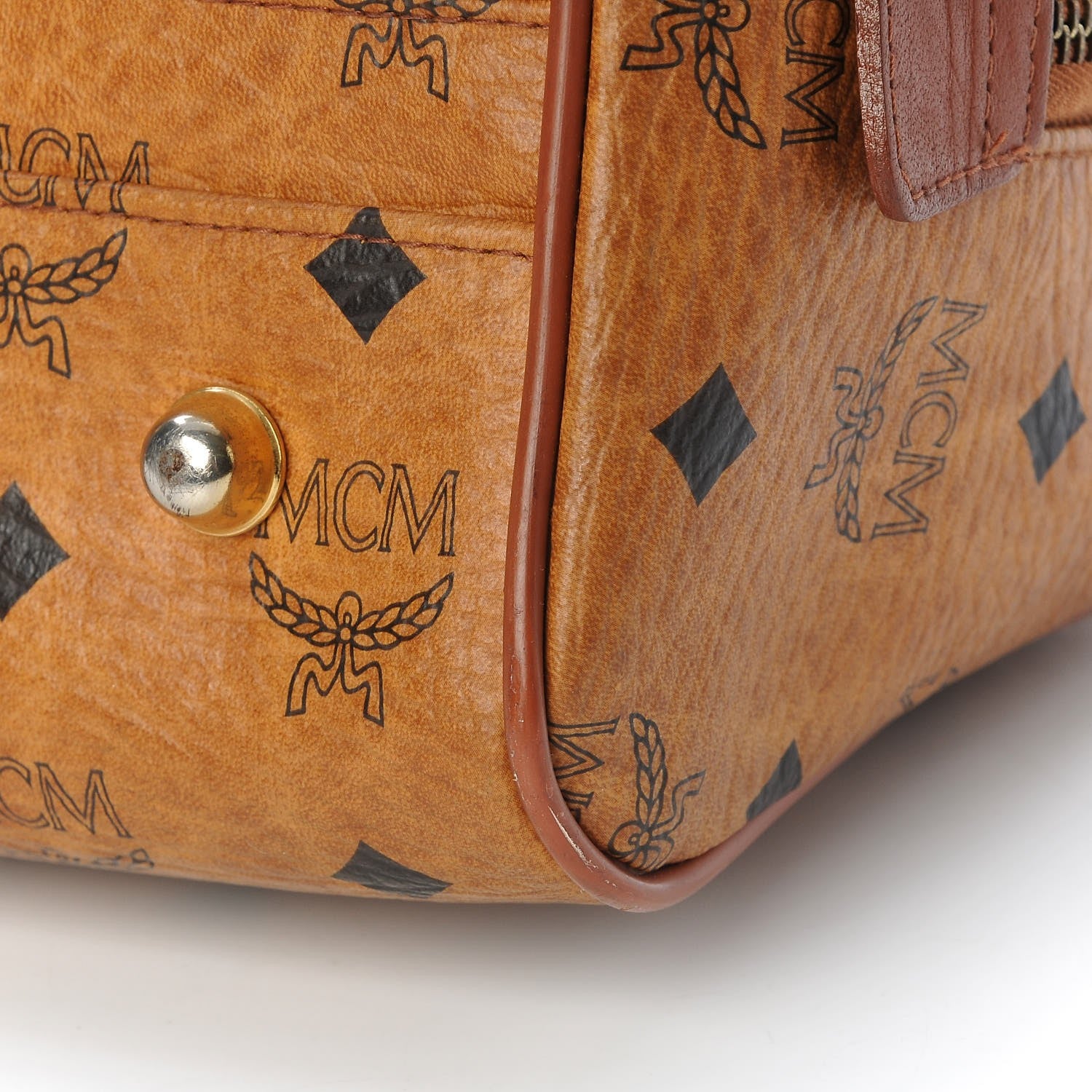 MCM Visetos Boston Bag Cognac 16 of 17