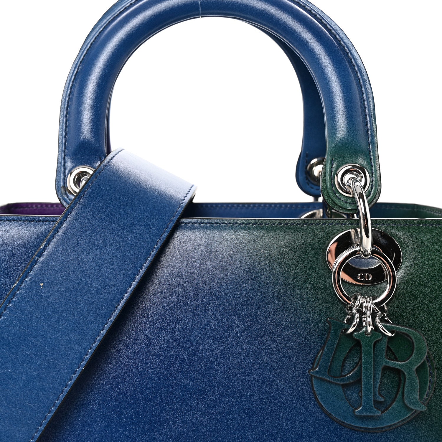 Christian Dior Box Calfskin Gradient Medium Lady Dior Purple Blue Green 7 of 9