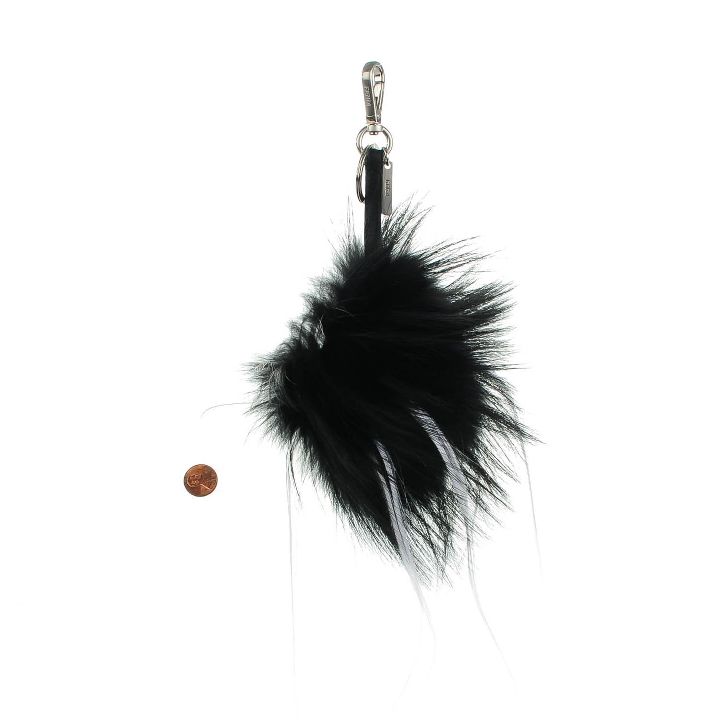 Cuoio Romano Goat Fox Fur Metal Stitch Triangle Monster Eyes Cube Bag Charm Black White