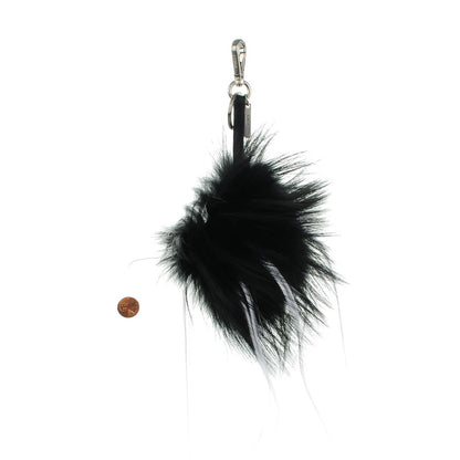 Fendi Cuoio Romano Goat Fox Fur Metal Stitch Triangle Monster Eyes Cube Bag Charm Black White 2 of 5