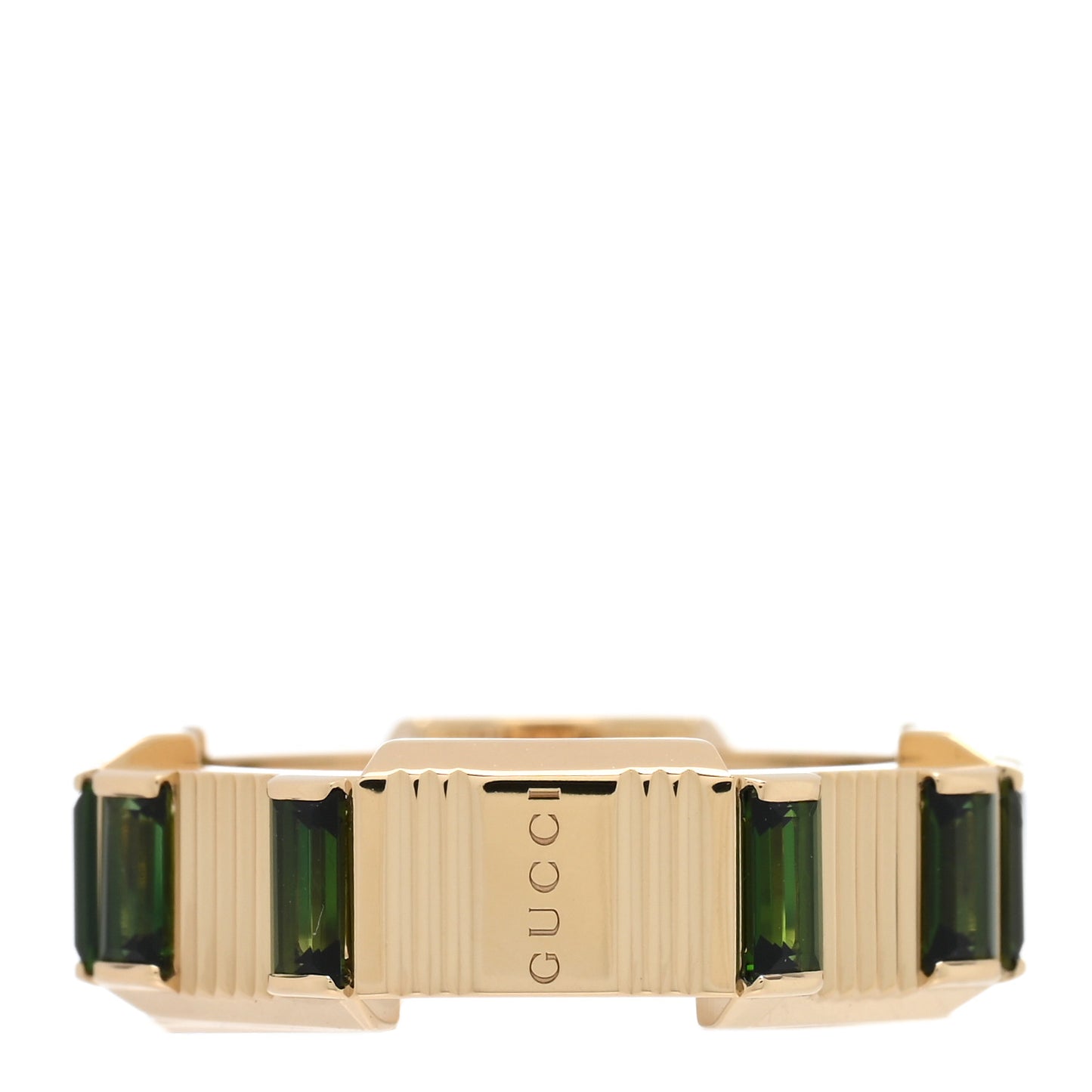 18K Yellow Gold Green Tourmaline 7mm Link to Love Ring 49 5