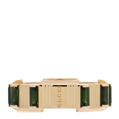 Gucci 18K Yellow Gold Green Tourmaline 7mm Link to Love Ring 49 5 3 of 4
