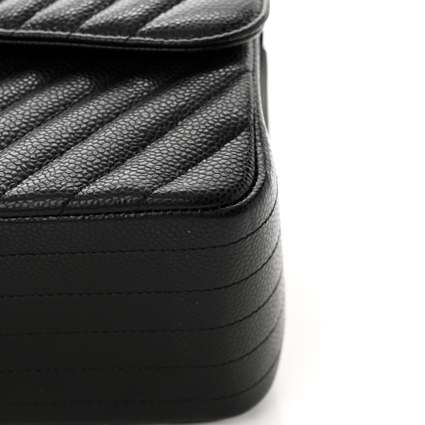 Caviar Chevron Quilted Jumbo Double Flap Black