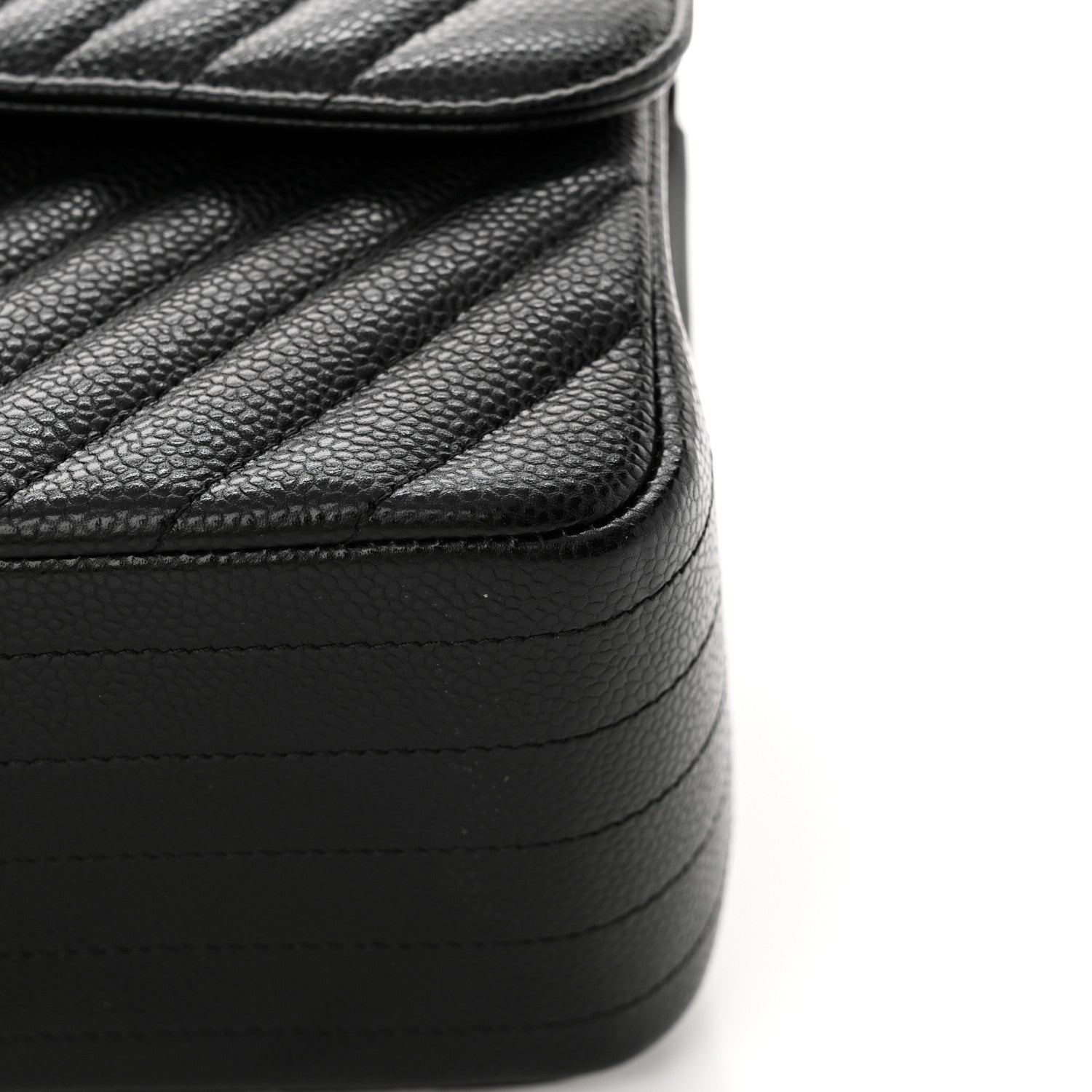 Chanel Caviar Chevron Quilted Jumbo Double Flap Black 14 of 15